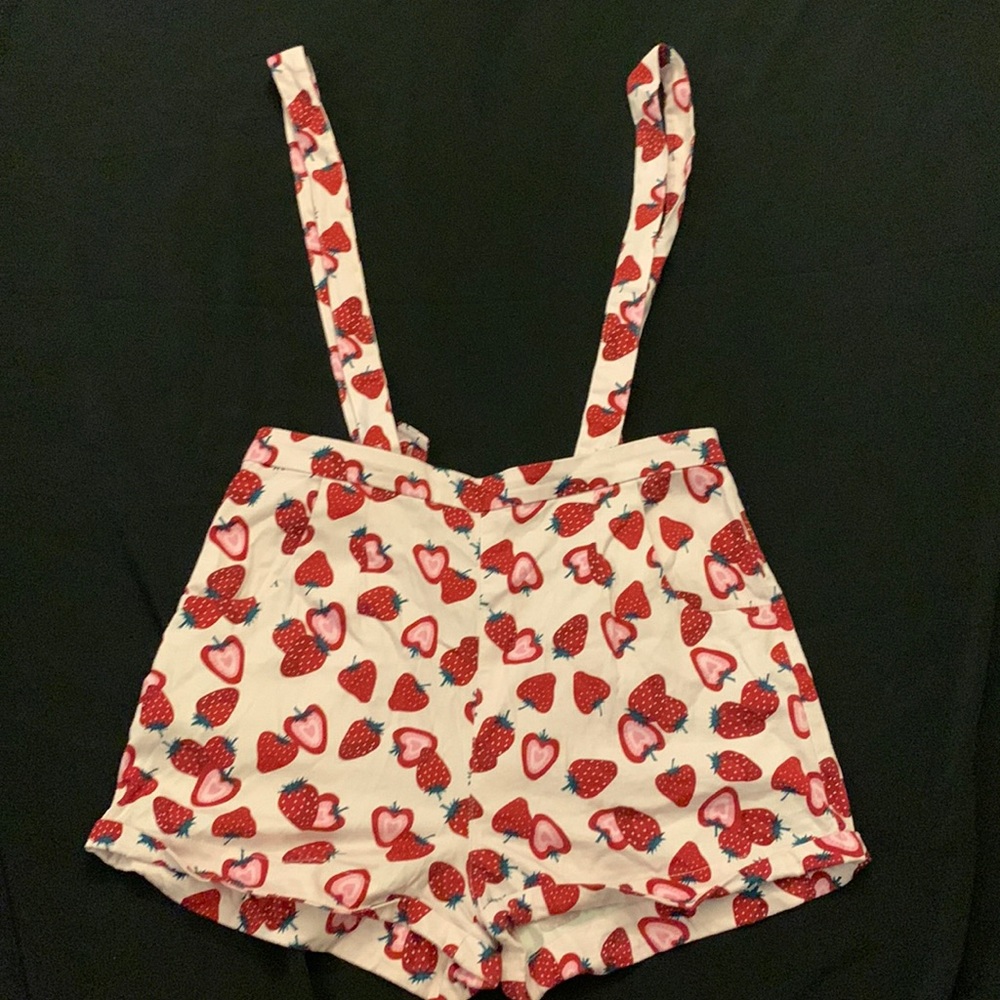 Collectif Strawberry Suspender Shorts